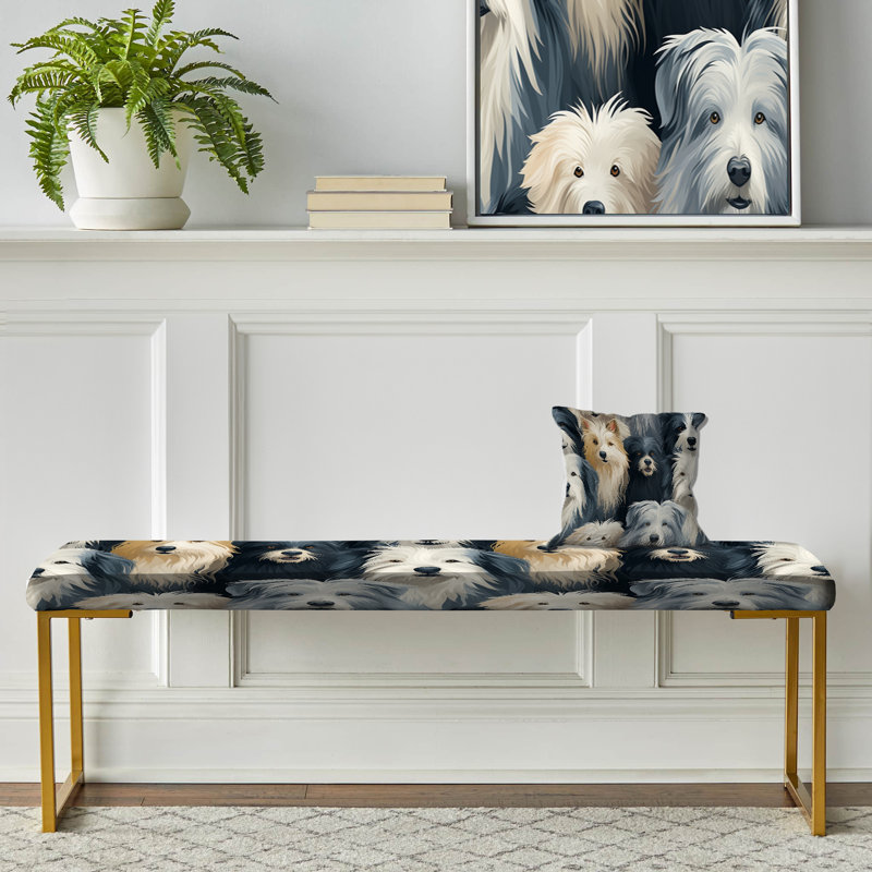 Vanscoy - Animal Print Upholstered Gold Bench