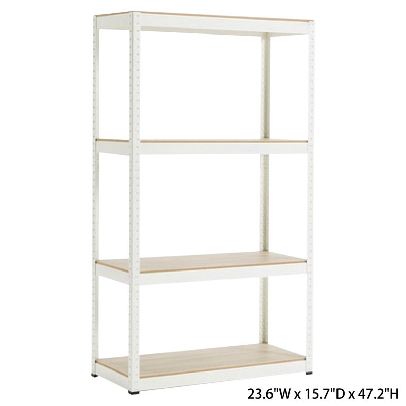 Étagère de rangement réglable à 4 niveaux avec cadre en métal et planches stratifiées l 31,5 po x P 16,7 po, Blanc