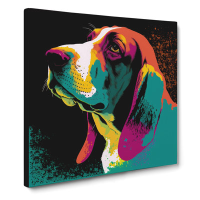 Basset Hound Pop Art No.3 - Wrapped Canvas