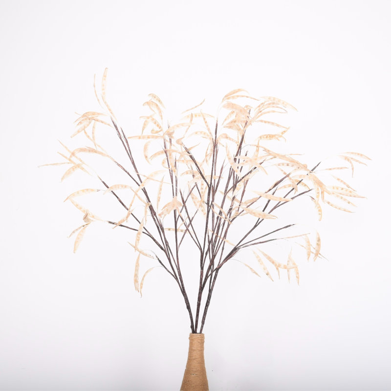 Gousses de graines de ferme artificielles avec longues tiges pour vase, Beige