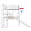 Lit mezzanine en métal avec bureau intégré, garde-robe ouverte, panier de basketball,-111639244