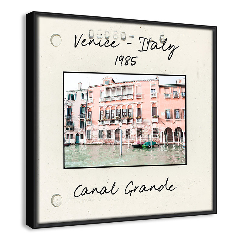 Venise, Italie - Grand Canal par Nan, H 13,5 po x l 13,5 po x P 2 po, Toile avec cadre flottant noir