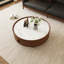 Table basse Mid-Century moderne avec rangement caché et plateau en pierre