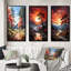 «Green Pine Tree Dancing Shadows», 3 pièces sur toile-500179723-500179726