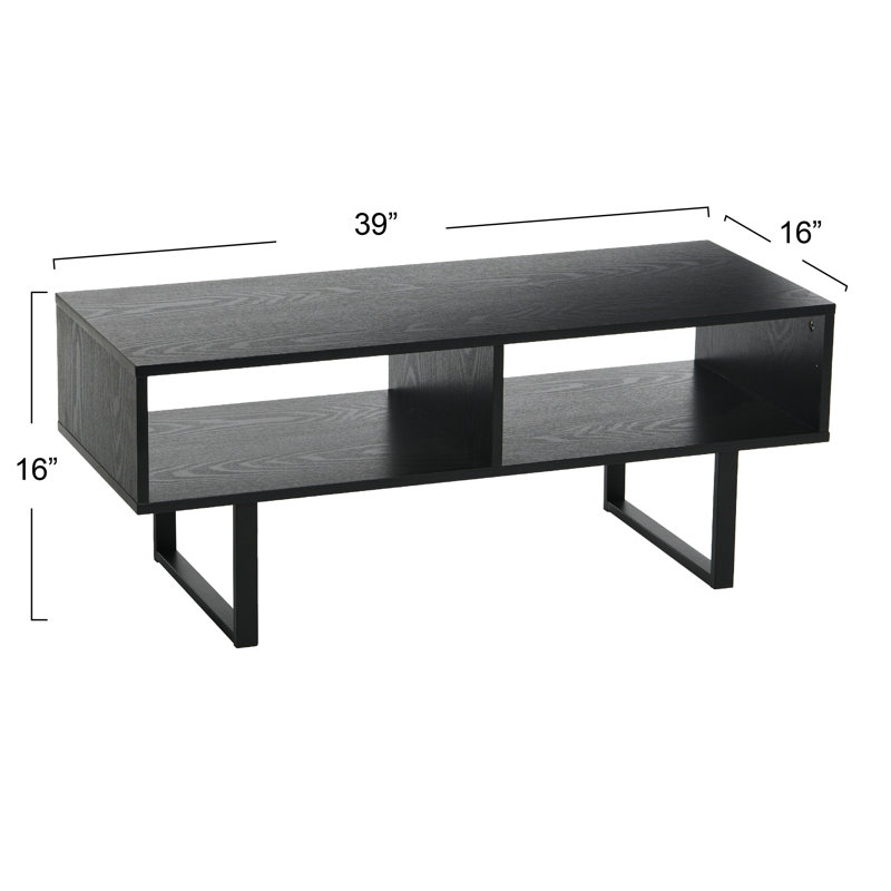 Table basse Gateshead Jamestown avec supports rectangulaires en bois rustique et métal, Chêne noir