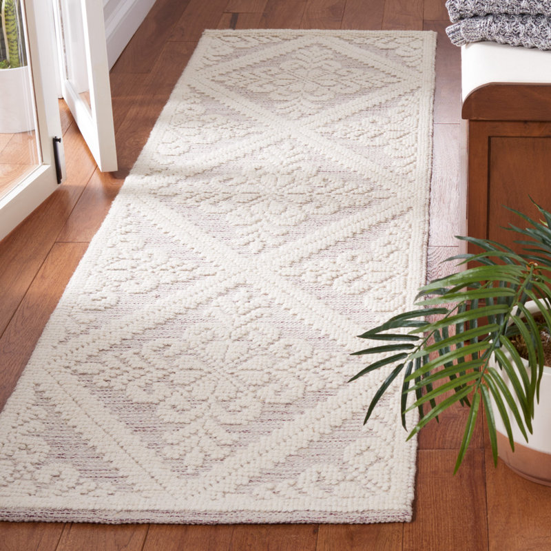 Vermont Hand Woven Wool Damask Rug, Runner 2'3" x 8'