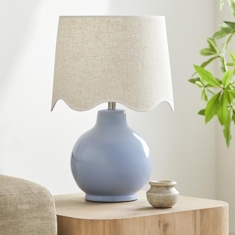 Lampe de table Canvey Maura, Bleu, Beige, H 22 po x l 15 po x P 15 po