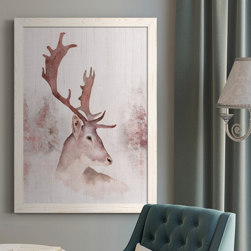 Cerf Michelson, Cadre blanc, H 37,5 po x l 27,5 po x P 1 po