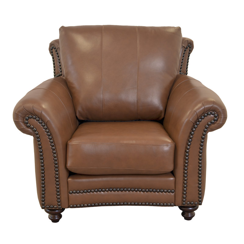 Fauteuil club 46 po Stephie, Cuir véritable noyer Berkshire