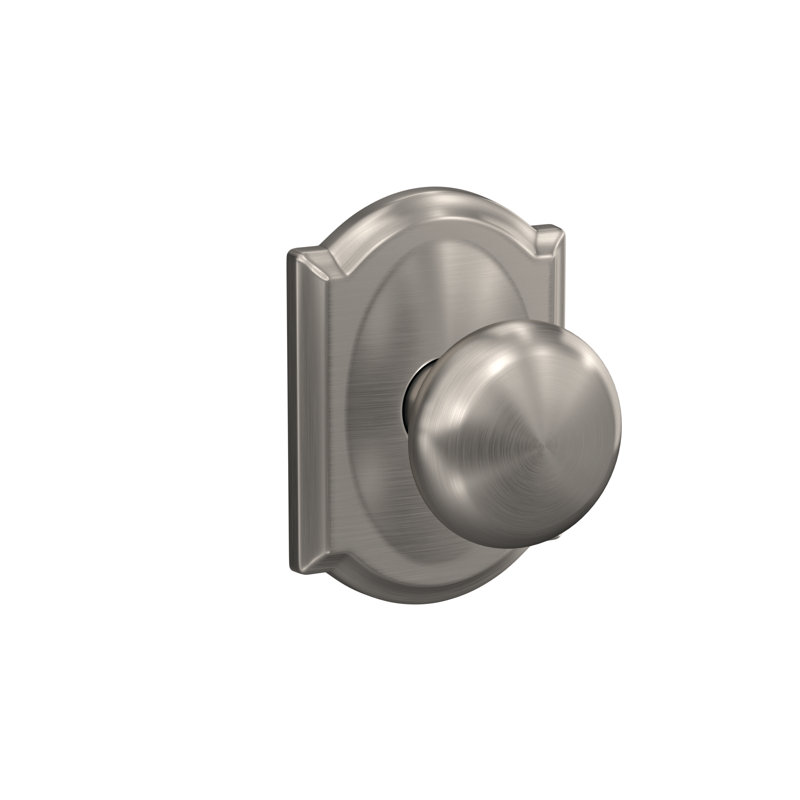 Plymouth Non-Turning Knob with Camelot Trim, Satin Nickel