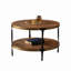 Table basse ronde à deux plis, fabriquée à la main, en relief, à piédestal, en bois, en forme d'olive, pour le salon-2013967091-2013967090