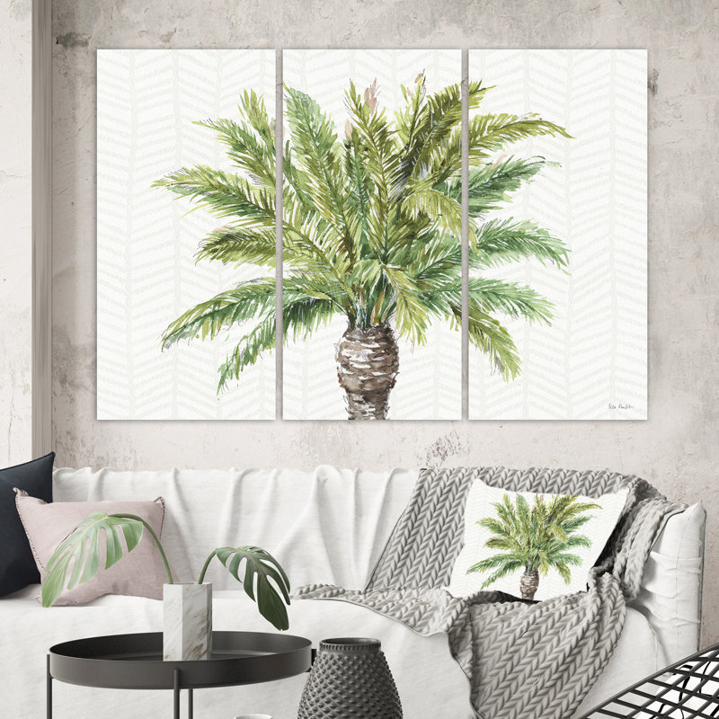 « mixed botanique verts palms iv », peinture sur toile, reproduction d’image multi-pièces campagne