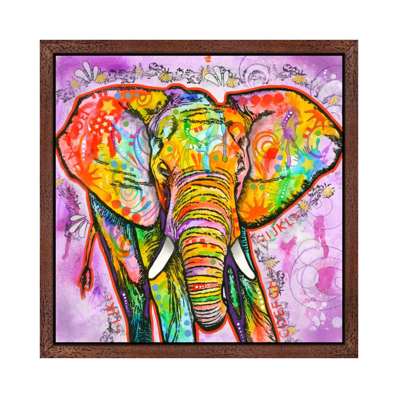Elephant by Dean Russo - Print on Canvas, 66.04 cm H x 66.04 cm W, Brown Floater Framed