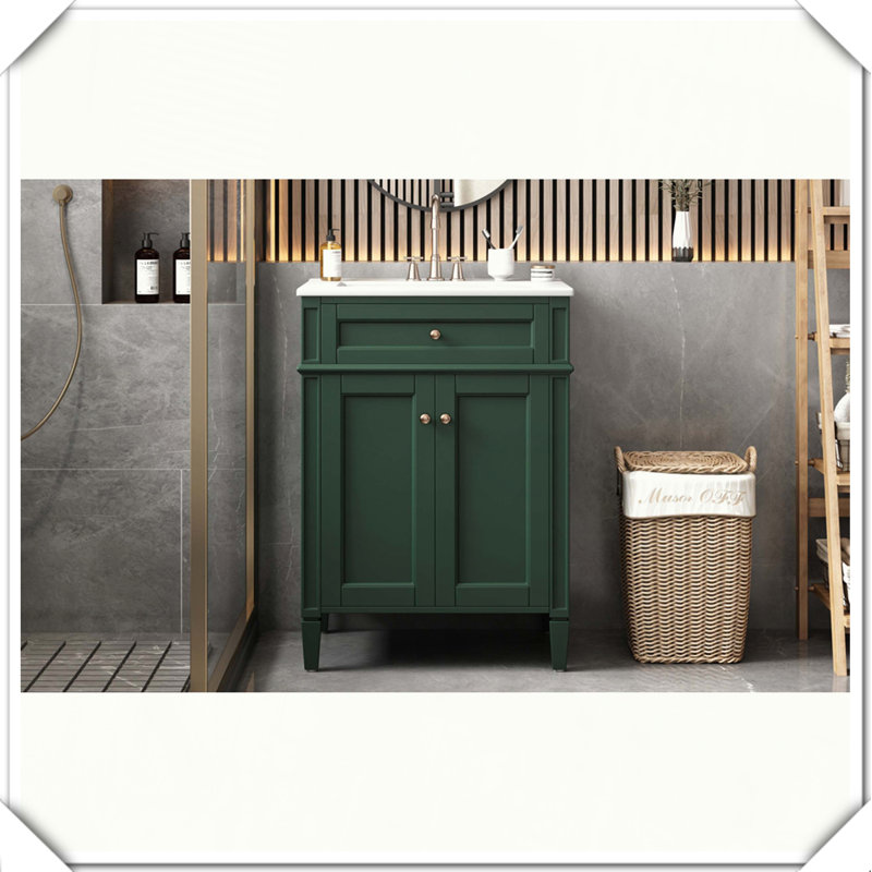 Meuble-lavabo de salle de bain avec lavabo et portes à fermeture en douceur, Vert