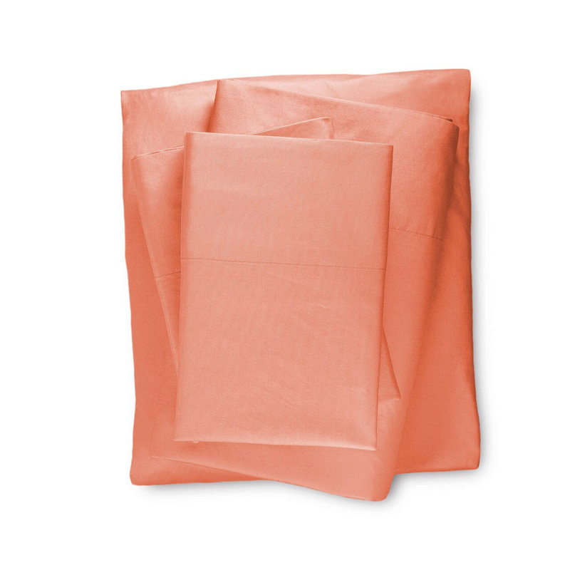 4-Piece Bed Sheet Set | Burnt Coral | Cotton Rich Bed Sheet Set | Queen Size | Anti-Microbial, Burnt Coral