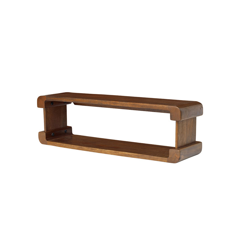 Sephine Modern Boxy 2-Tier Floating Wooden Wall Shelves, Decorative Storage Shelf for Kitchen, Bedroom, Living Room, Office