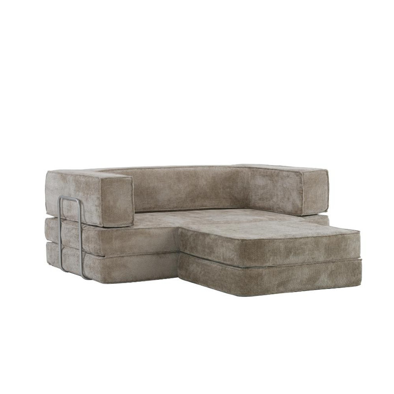 Velvet Compressed Daybed lounge Sofa with Ottoman