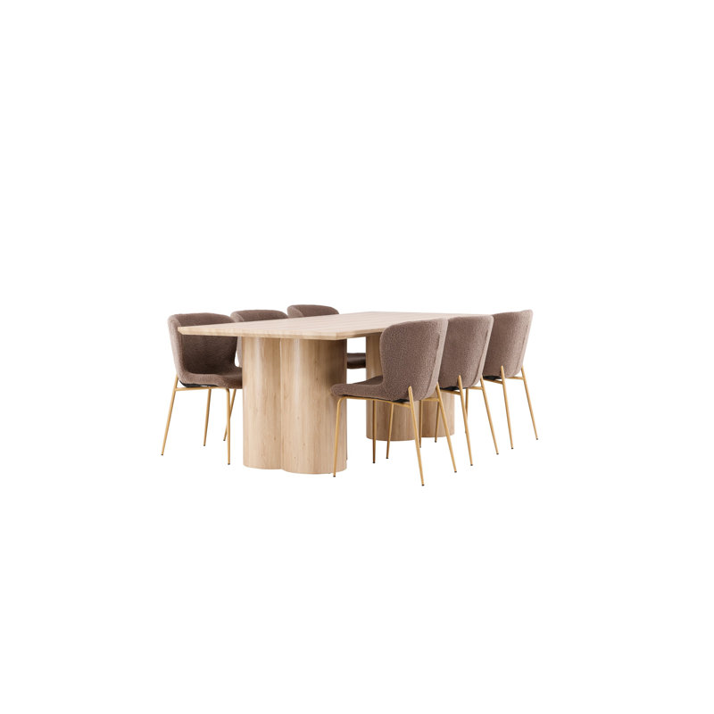 Finian 6 - Person Dining Set, Brown, Brown, White