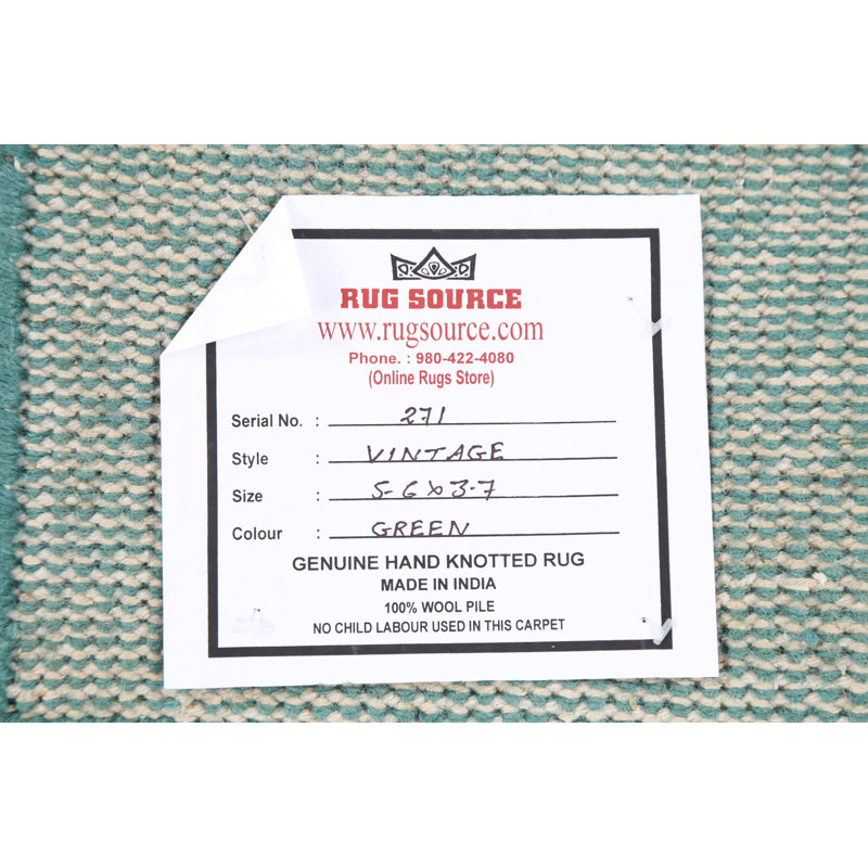 One-of-a-Kind 3'7" X 5'6" New Age Wool Area Rug in Green