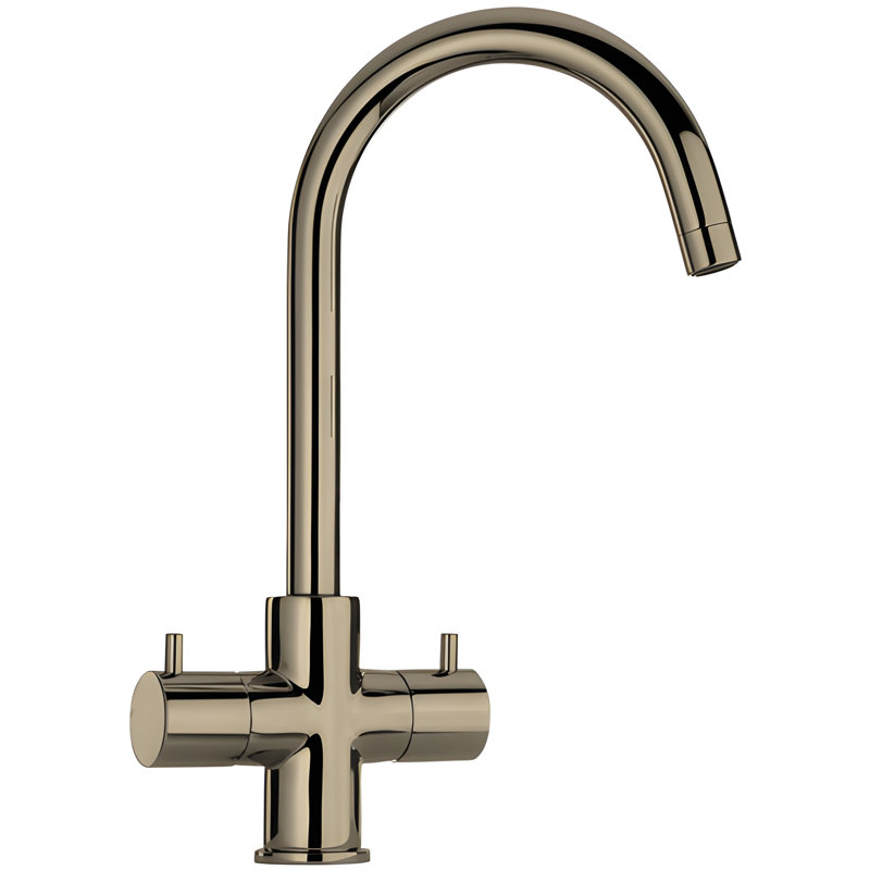 Cox Cruciform Sink Twin Lever Monobloc Tap, Brushed Nickel