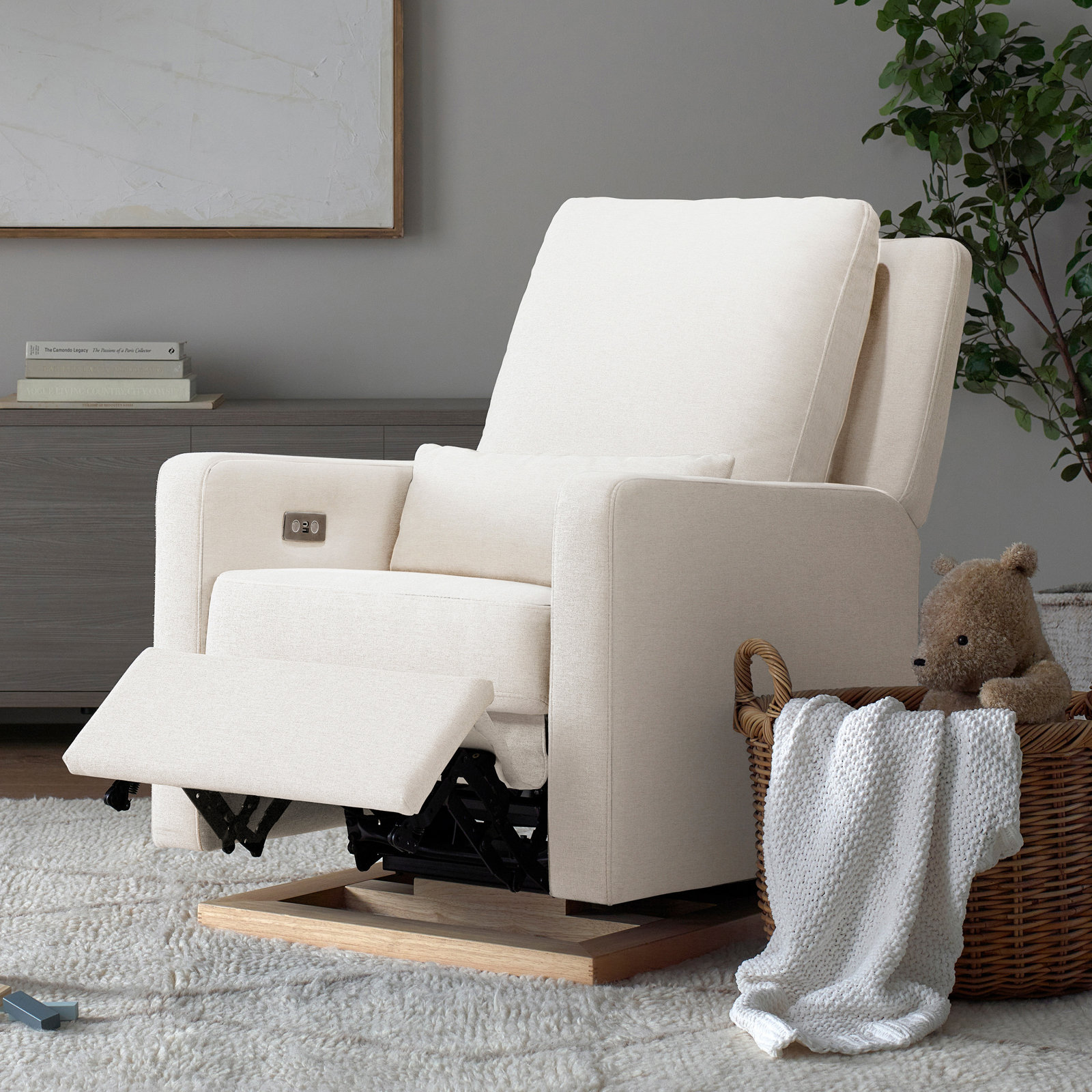 Sigi Nursery Power Recliner, Performance Cream Eco Weave