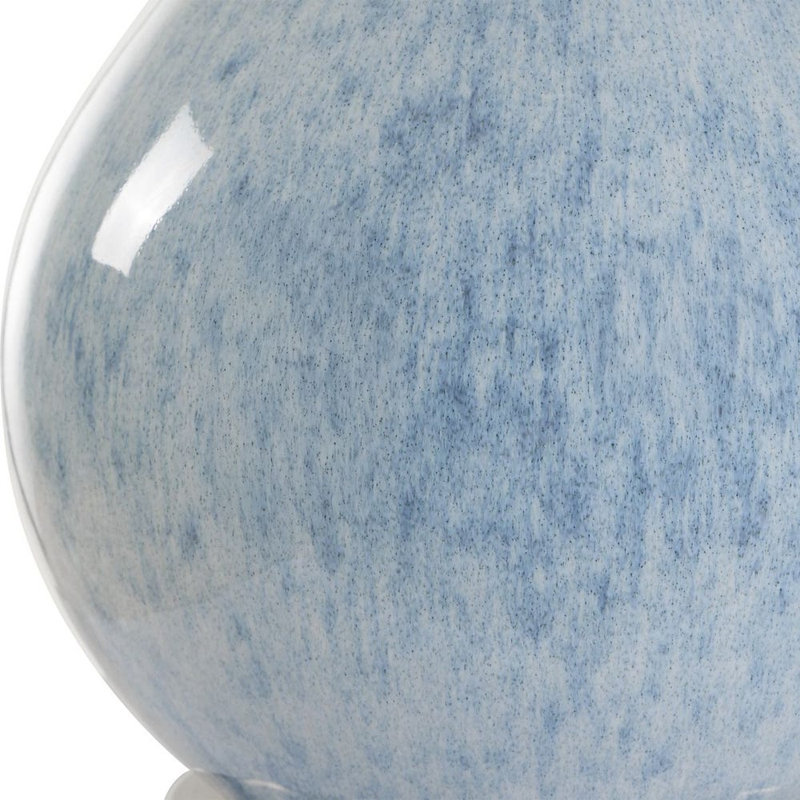  Lampe de table en céramique bleu chiné H 23,5 po avec abat-jour en lin rigide