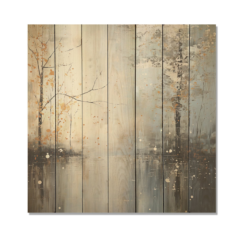 Grey Spring Time Forest Tranquility I - Fruits On Wood Print, 25" H x 25" W