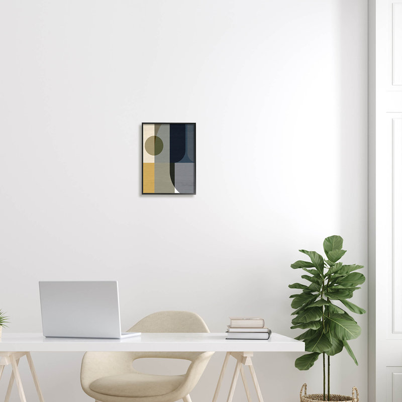 «Distinct Geometric Layered Shapes», art de la giclée encadrée par Incado, Giclée encadrée noir minuit