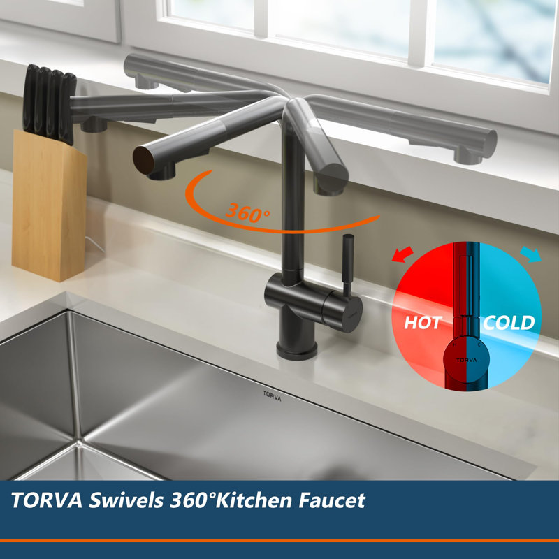 Black Kitchen Faucet, Pull Down Kitchen tap, Stainless Steel Kitchen Sink Faucet with Pull Out Sprayer Single Handle,Matte Black