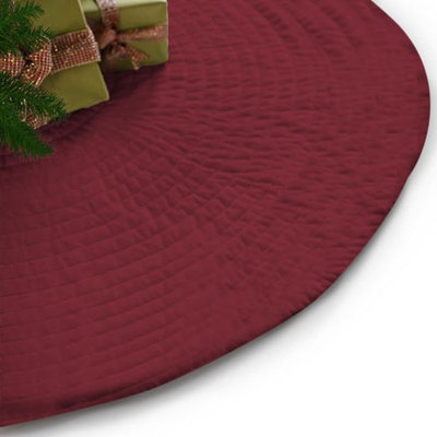 Circular Cotton Quilted Christmas Tree Skirt-54" Diameter