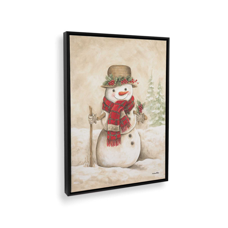 Reproduction d'art vintage «Snowman II» par Diane Kater, L 12 po x H 16 po, Noir, Toile avec cadre