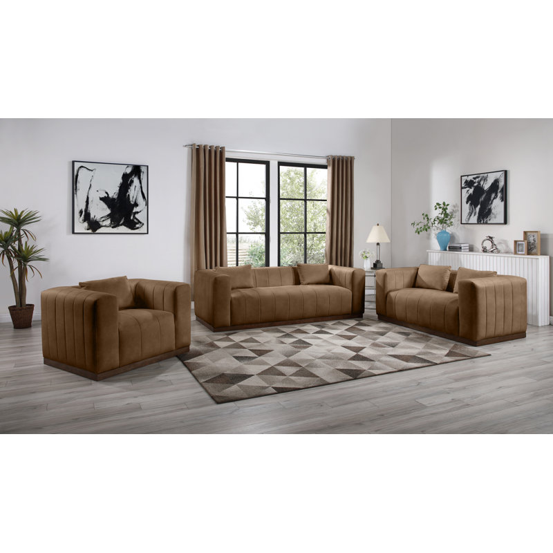 Mallina Vegan Leather Loveseat, Brown Vegan Leather