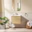 Logan Meuble-lavabo mural simple en chêne naturel avec plateau en céramique blanche-537442846-553102382
