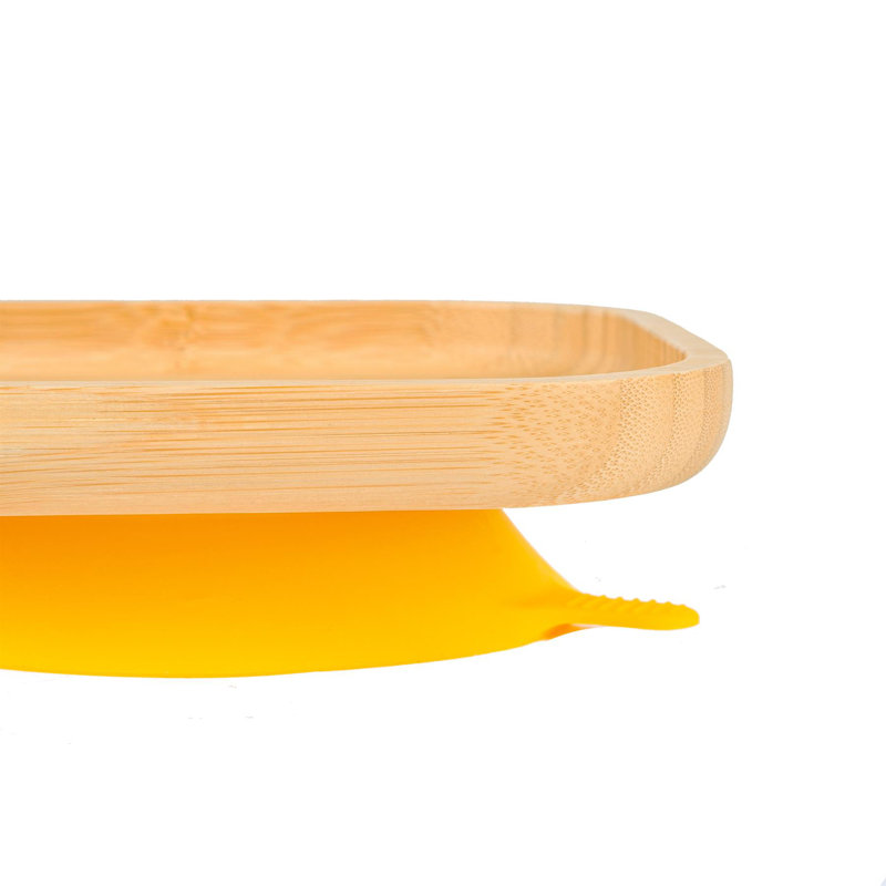 Tiny Dining - Children's Bamboo Suction Square Plate, Yellow