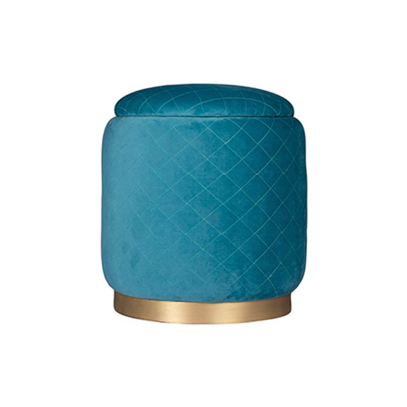 Ambe Velvet Round Solid Colour Pouffe Ottoman
