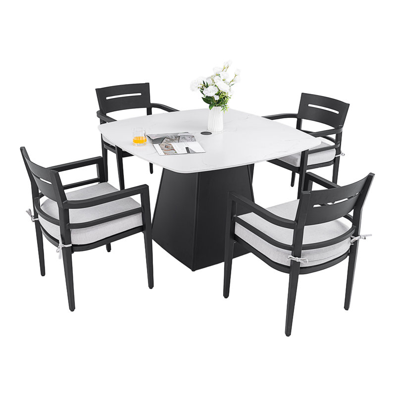 5-Piece Outdoor Pedestal Dining Set