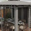 Pavillon de jardin avec filet, 10 pi x 12 pi, auvent à double toit pour jardin, pelouse, cour, terrasse, métal, grillage gris foncé