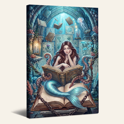 Art mural sur toile, "Mermaid Octopus"