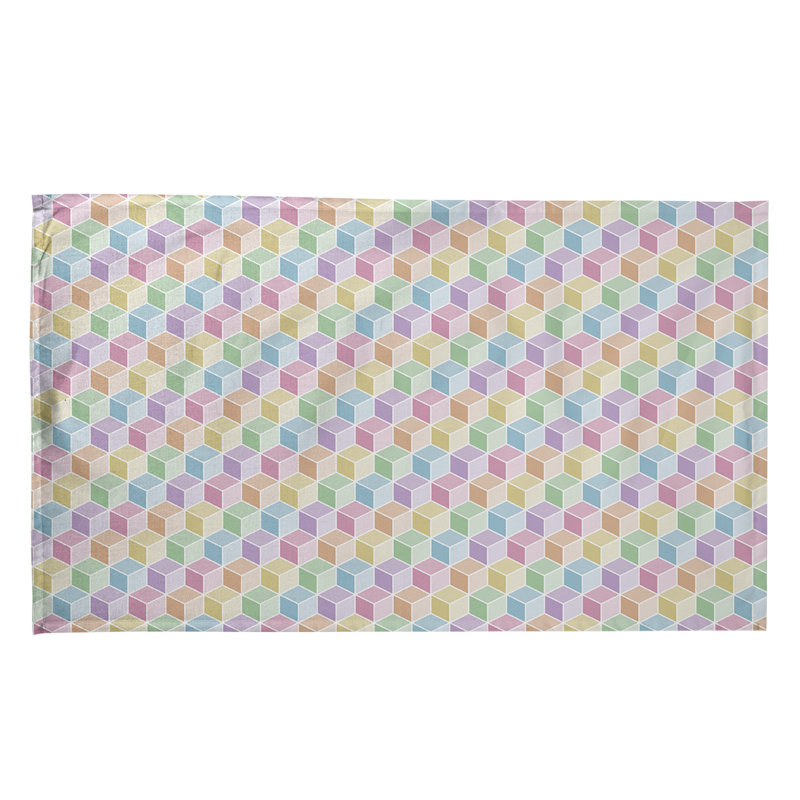 Torchon en forme de cube Rainbow, Polyester sergé, Vert / Jaune/bleu