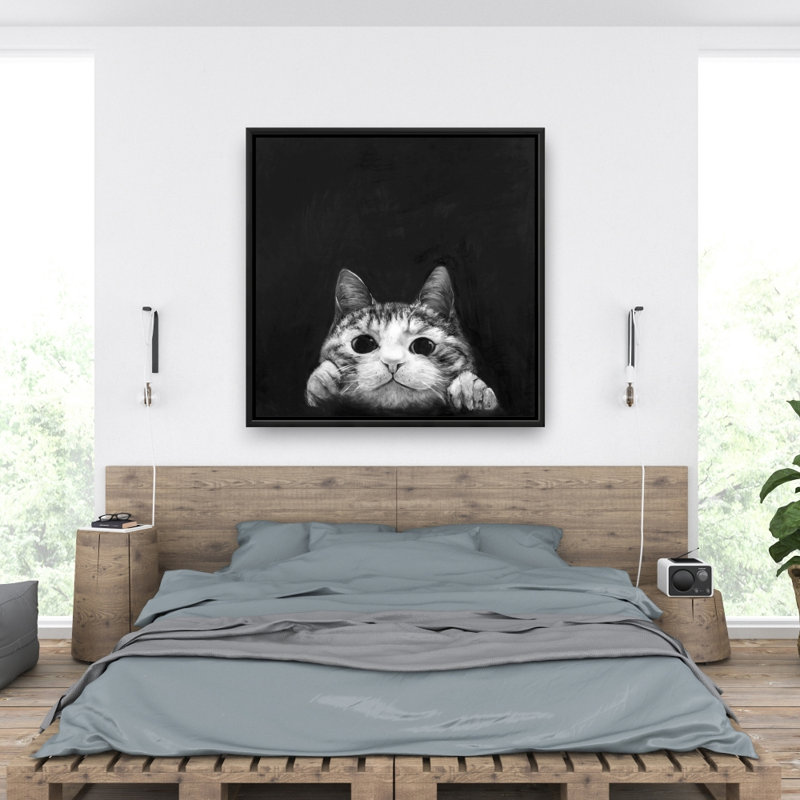 Curious Cat - Toile encadrée pour le salon