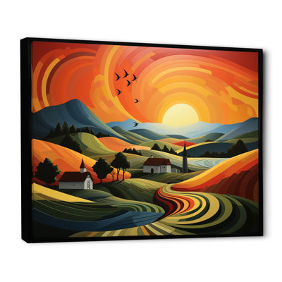 «Minimalist Indiana Farm Countryside I - Barns», art mural