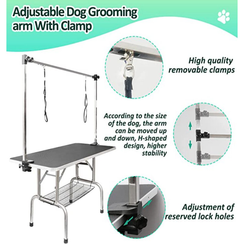Tables de toilettage ajustables, H 64 po x l 42 po x P 24 po, Noir