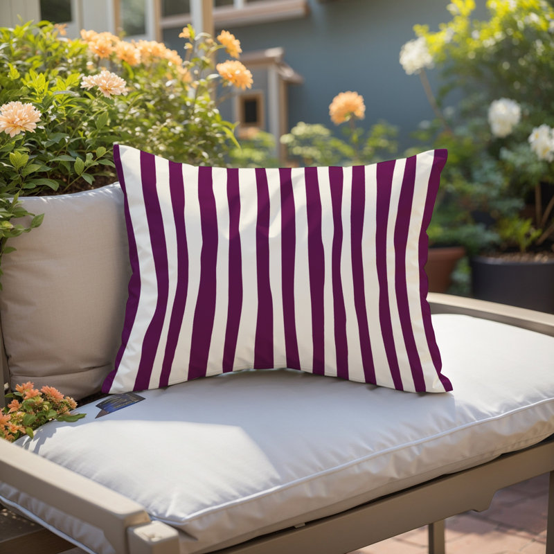 Coussin décoratif réversible Malone, H 25 po x l 18 po, Pourpre / Blanc cassé