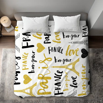 Bonjour la France - Bedroom Typo & Symbols Duvet Cover | Decor