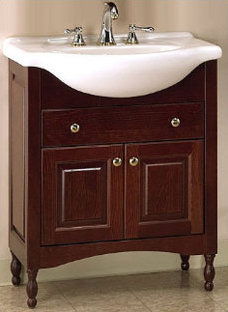 Base de meuble-lavabo simple à profondeur étroite Simpkins seulement, 26 po, Cerisier foncé