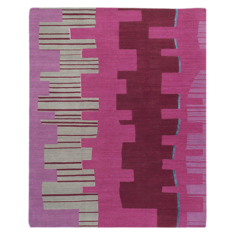 Topo Geometric Area Rug in Purple/Pink, Rectangle 3' x 5'