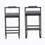 Tabourets de bar rembourrés de velours à hauteur de comptoir pour îlot de cuisine, ensemble de 2 chaises de salle à manger modernes avec repose-pieds et dossier (noir et gris)-1541939886