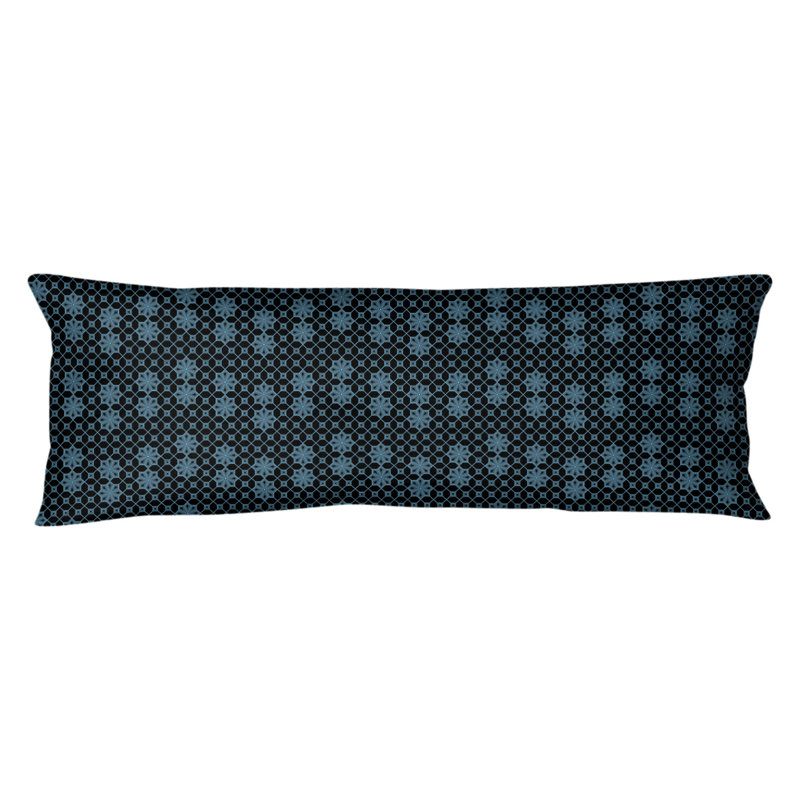 Coussin lombaire en treillis, Bourre en polyester, Bleu / noir, Microfibre