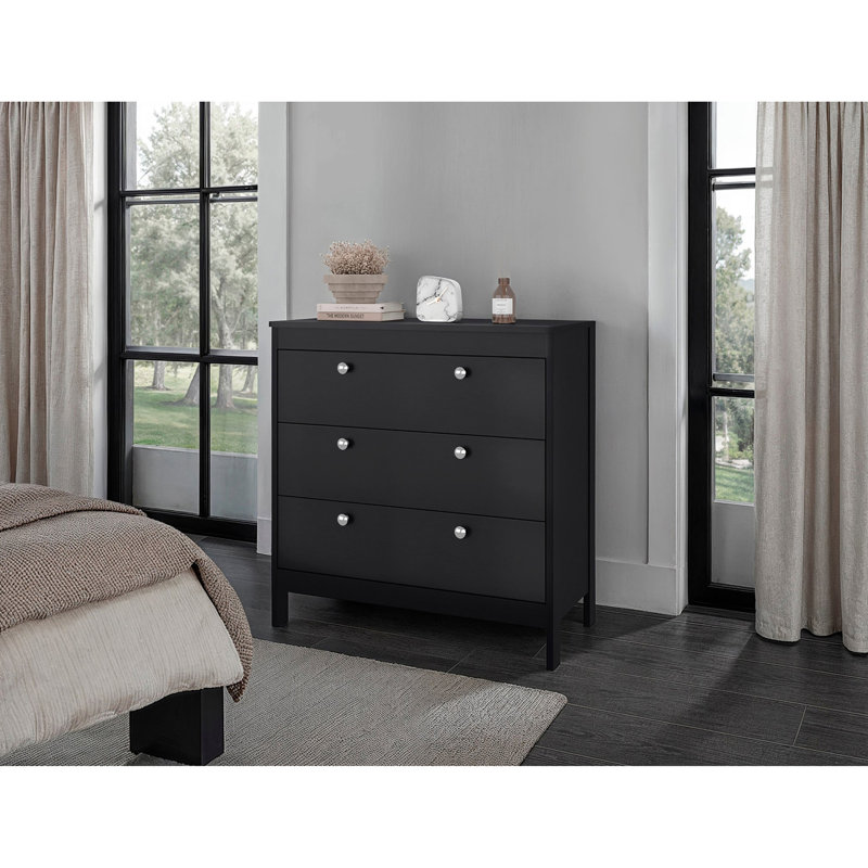 Commode 3 tiroirs Wenge avec rangement fonctionnel