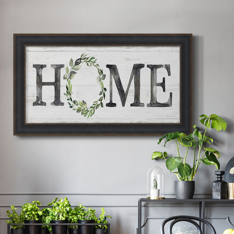 Grey Home Wreath - reproduction de cadre photo sur toile simple, H 25 po x l 45 po x P 2,5 po